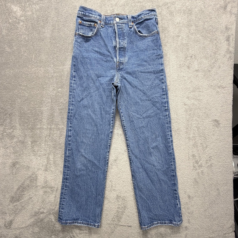 Levi's Premium Ribcage Straight Ankle Jeans Womens 28 Blue High‎ Rise Stretch